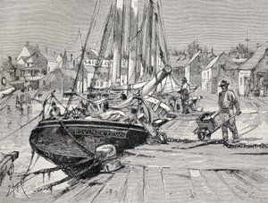 Central Wharf, Provincetown, Cape Cod, z časopisu "The Century Illustrated Monthly Magazine", květen až říjen 1883 od American School